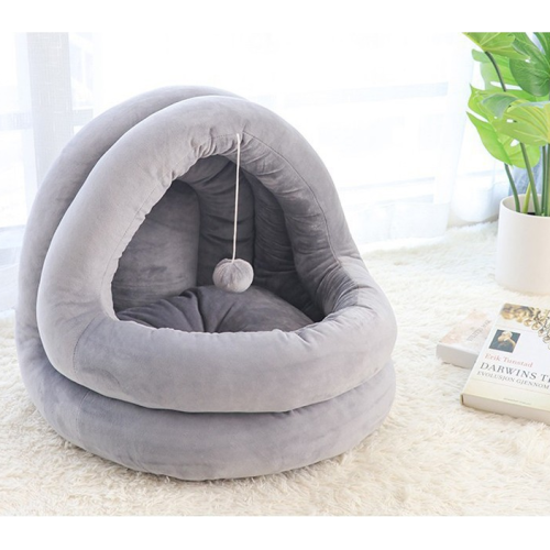 plush cat bed grey pet bed plush ball